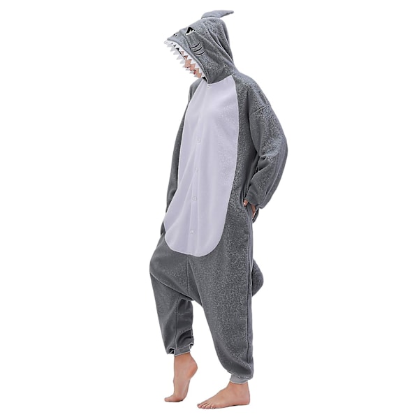 Reedca Totoro Aikuisten Onesie Halloween Cosplay Asut Anime Pyjamat Yhteensopiva Naisten Ja Tyttöjen Kanssa, napitus Grey Shark M