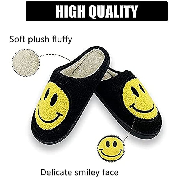 Smiley för män i plysch fluffiga tofflor memory foam B 7-8women/5-6 men