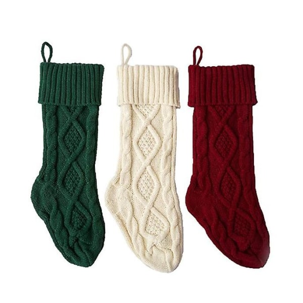 Virkat Kabelstickade Julstrumpor 46 cm Hängande Strumpor green