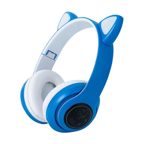 Bluetooth Hörlurar Kattöron LED Ljus Trådlösa Vikbara Hörlurar blue