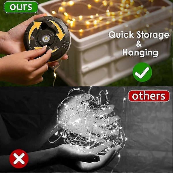 9,9 m Camping String Lights, 4-i-1 Oppladbar Campinglykt med 8 Moduser, 2-pakning