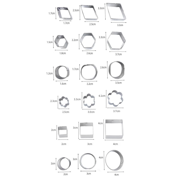 Mini Geometrisk Formet Kakekjeks Utstikker Sett 24 Stk Bakeformer i Metall