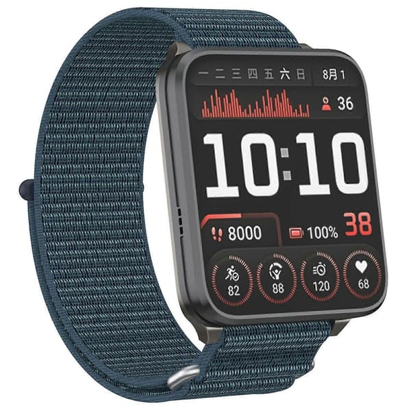 [LCS]Til Garmin Venu X1 håndledsrem Magic Tape Nylon Loop urrem med metalring Multicolor Dark Fog Grey