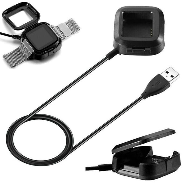 Svart för Fitbit Versa / Versa Lite USB laddningskabel Power Charger Dock- case