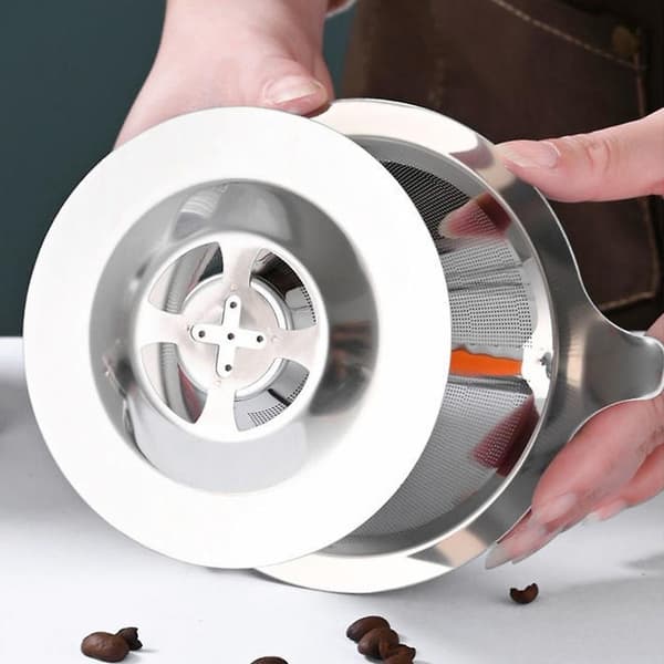 [LCS] Genanvendelig Dobbeltlags 304 Rustfrit Stål Kaffefilterholder Hæld Over Kaffedrypper Mesh Kaffe large No base