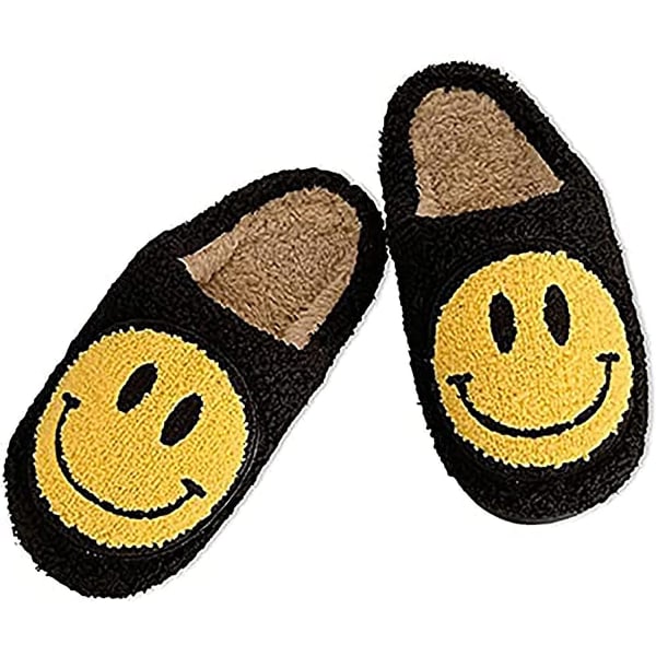 Smiley för män i plysch fluffiga tofflor memory foam A 9-10women/7-8 men