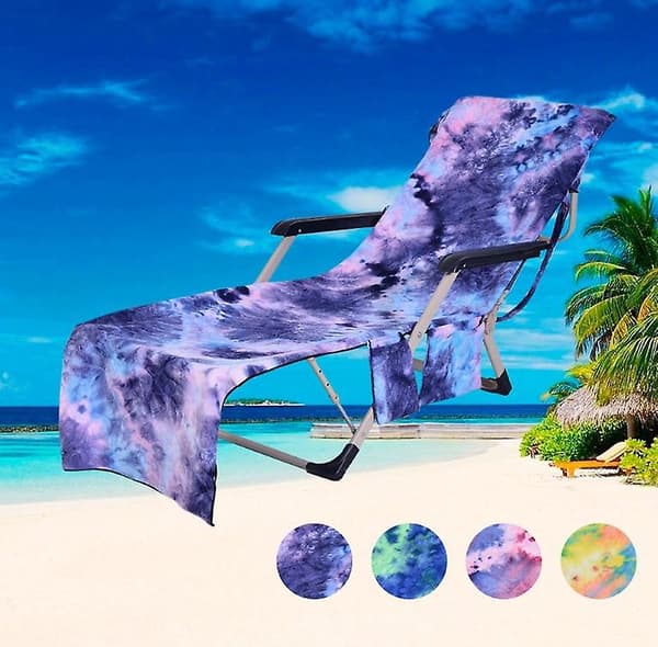[LCS] Strandstolsöverdrag, Pool Lounge Chaise Handduk Solstolsskydd blue
