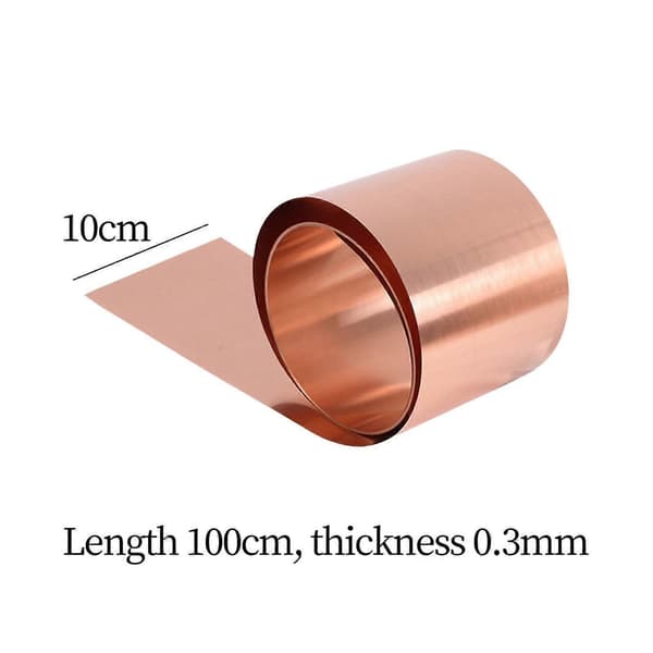 [LCS] Kopparplåt Ren Koppar 1 Meter Multifunktionell Robust Professionell Metallfolie 0.3mm