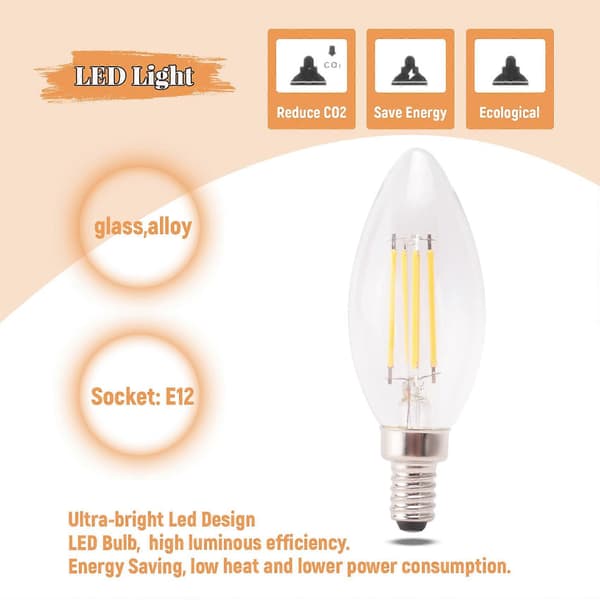 [LCS]Himmennettävä E12 6W COB Edison Kynttiläliekki Filamentti LED-lamppu 10*3.5cm warm white E12,4W,10 x 3.5cm