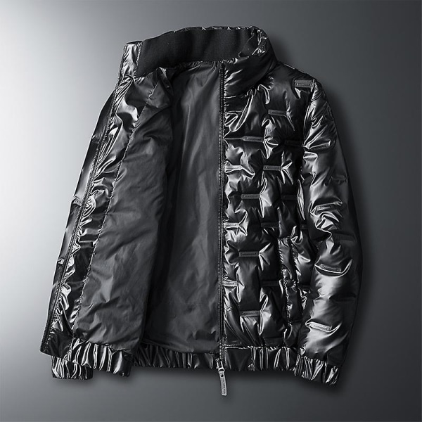 Herr Dunjacka med Huva Vadderad Jacka Isolerad Lättviktig Vinterjacka Black 2XL