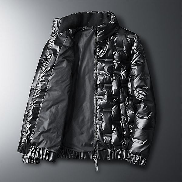 Herr Dunjacka med Huva Vadderad Jacka Isolerad Lättviktig Vinterjacka Black 4XL