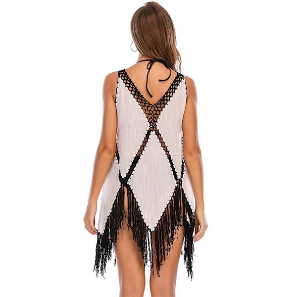 Sommar Bikini Cover Up Solskydd Lös Tofs Splicing Strandkläder
