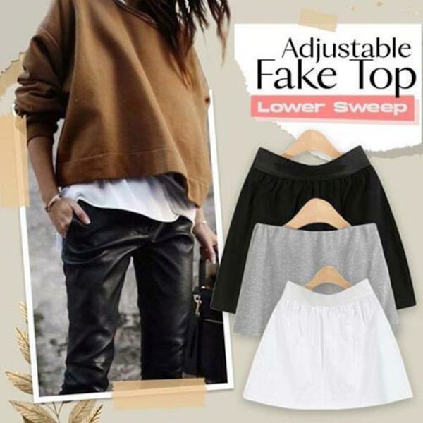 Justerbar Lager-på-lager Falsk Topp Nedre Svep Set Kjol Halvlång Delad A-version White XL