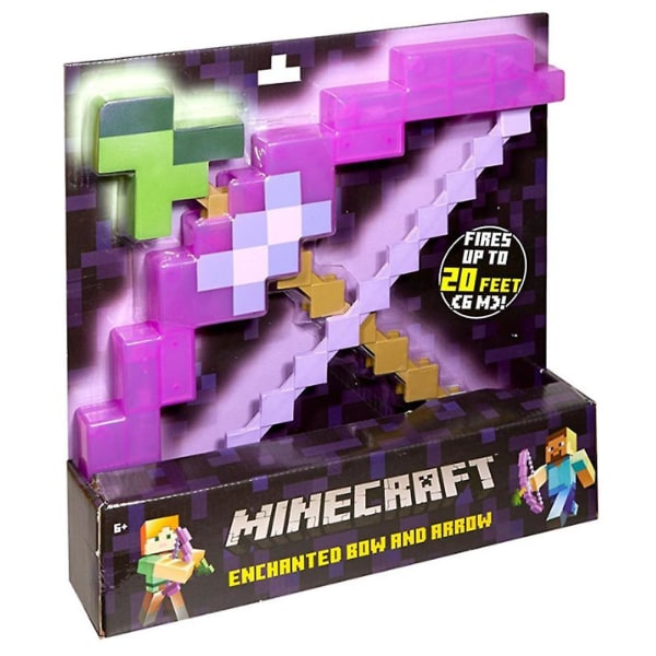 Minecraft Förtrollad pilbåge och leksakspresent för barn Pojkar Flickor eldar upp till 20 fot Pink