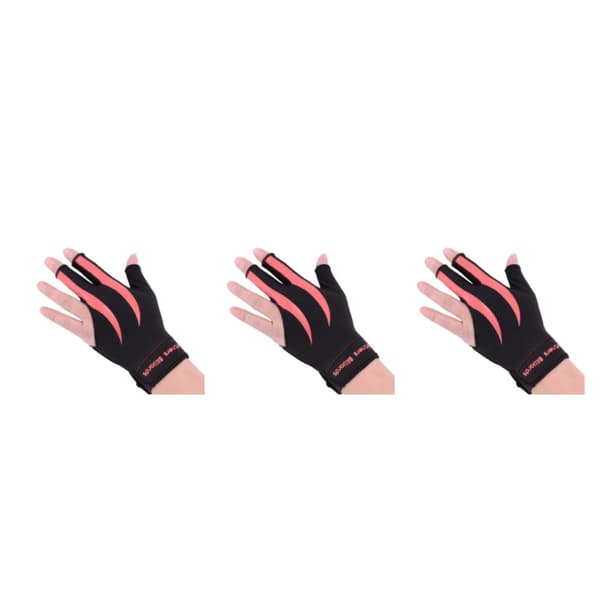 [LCS]1/2/3 Venstrehånds Snooker Billardhandske Gave Lavet af Elastisk Pink Sort 3PCS Pink Black