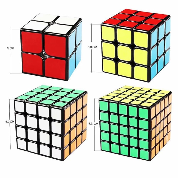 Speed ​​Cube Bundle Magic Cube Pussel Set 2x2 3x3 4x4 5x5 Sticker Cube Collection Black