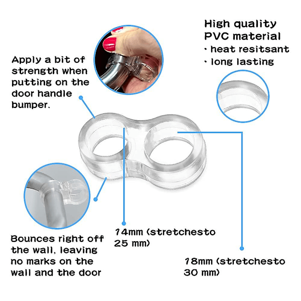Dørhåndtak Beskyttere Dør Buffer Transparent Gummi Bumpers Dørhåndtak Stopper Dørveggbeskytter