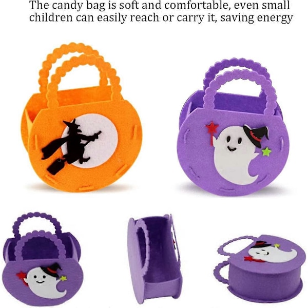 Gresskar Godteripose, Halloween Godteripose, Organizer for Barn, Godteri eller Knask-eller-Knep Pose, Halloween Tema Godteri Gavepose, 4 stk