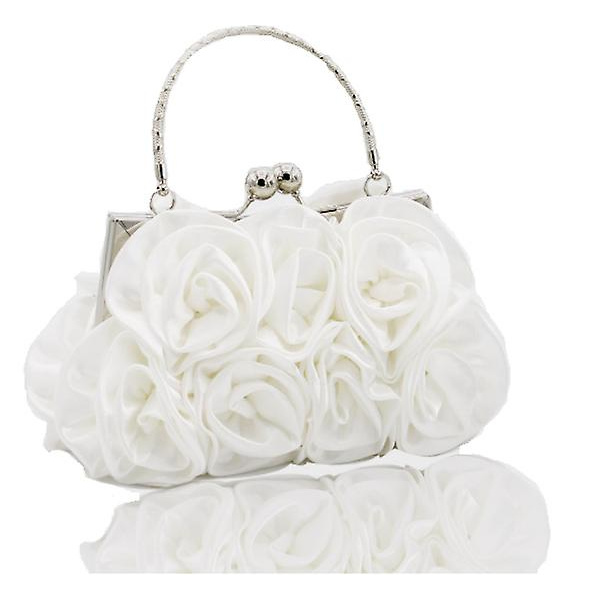 Utsökt Dam Söt Hand-i-hand Rosväska Festväska Clutch Väska Diagonal Väska white