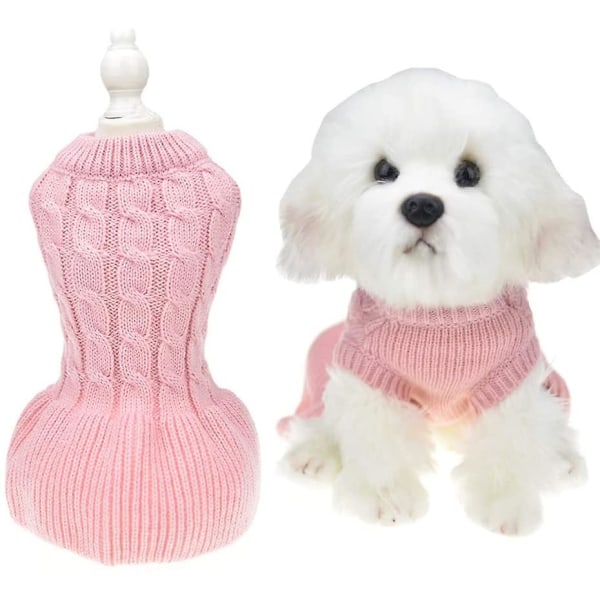Pienet koiran neuleet tyttökoirille punainen talvinen lämmin koiran prinsessamekko Pink M(bust 15.7inch)