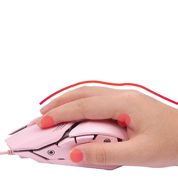 Pink Gaming Mus. USB Optisk Kablet Mus.