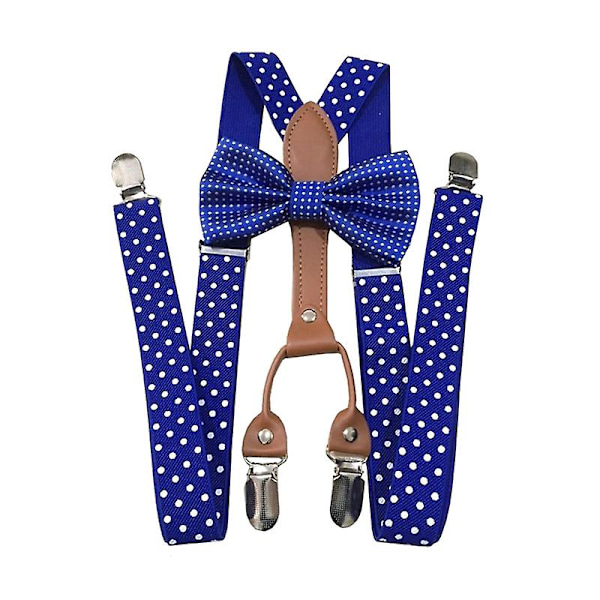 Herr Dam Prickig Slips Hängslen 4 Clips Läder Suspensório Hängslen Royal Blue