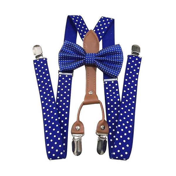 Mænd Kvinder Polka Dot Slips Seler 4 Clips Læder Suspensorio Seler Royal Blue