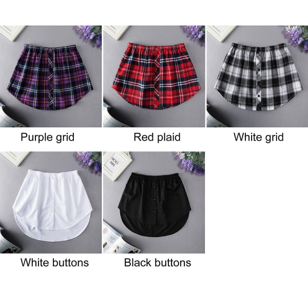 Mini Skjørt Skjorte Forlengere Justerbar Lagdeling Falsk Topp Nedre Kant Sett Black Button M