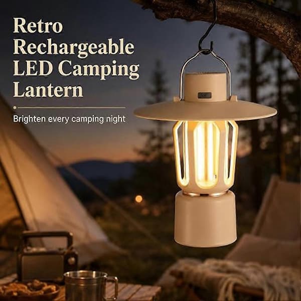 Mini Genopladelig Campinglanterne Trinløs Dæmpning Bærbar LED-lampe med Magnetisk Base og Krog til Udendørsbrug