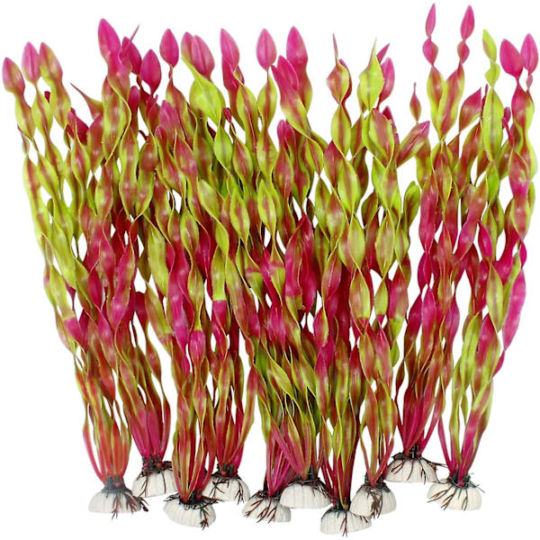 Kunstige tangplanter Kompatibel med akvarium, plastik fisketank plantedekorationer 10 stk Wine red