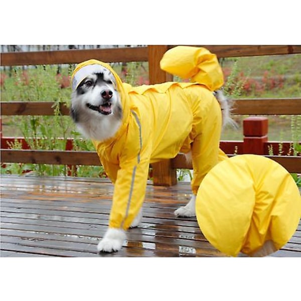 Hundregnkappa Vattentät Regnjacka för Husdjur med Huva, Andningsbar yellow 12XL