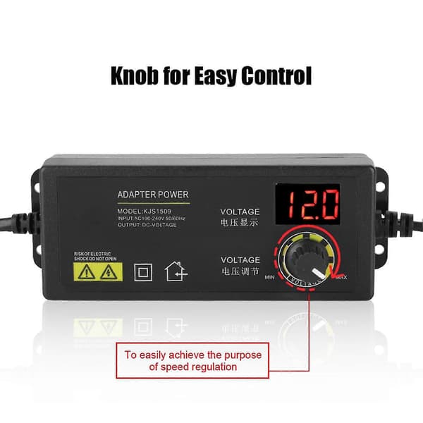 [LCS] 3-12V 60W Justerbar Strømforsyning 5A Dimbar Adapter for Motor Hastighetskontroll