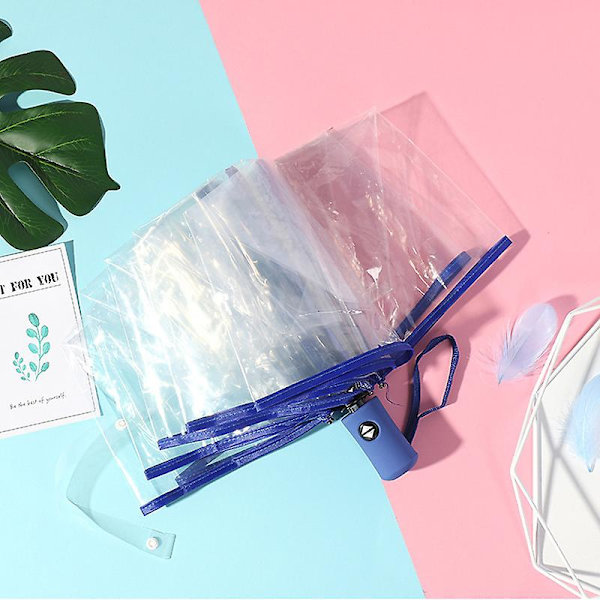 Blomsterprint Paraply Foldbar Paraply Rejseparaply Vindtæt Paraply Cover Foldbar Let Navy Automatic