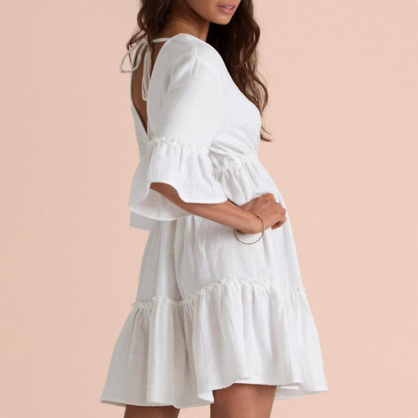 [LCS]Bikini Cover Up Creasing Suncreen V Neck Backless Kaftan Beachwe