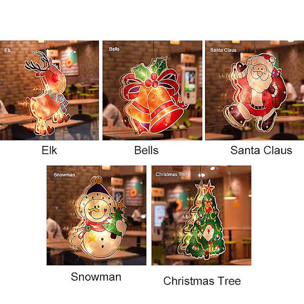 Ulkokäyttöön tarkoitetut jouluvalot LED-joulukuusi-ikkunaverhovalot imukupilla Christmas Tree