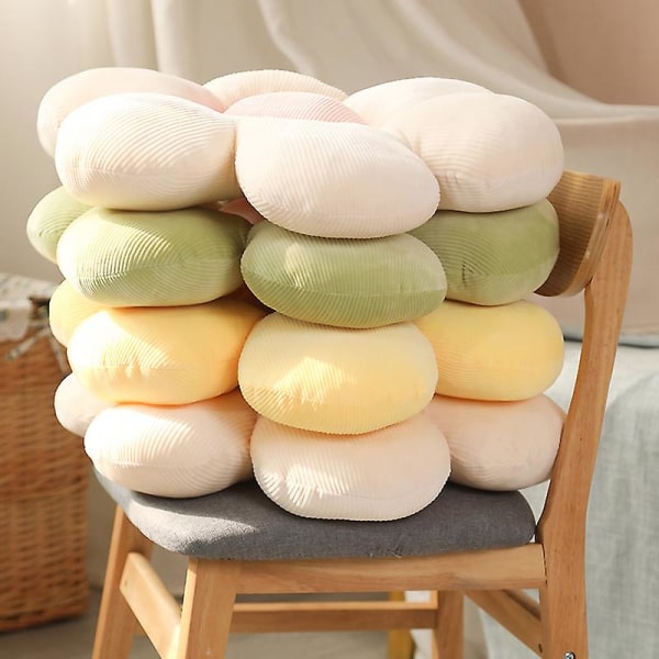 Blomformad Söt Golvkudde Sittdyna Plysch Mjuk Kudde Söt Rumsdekor För Soffa Sovrum Beige-yellow 45*45