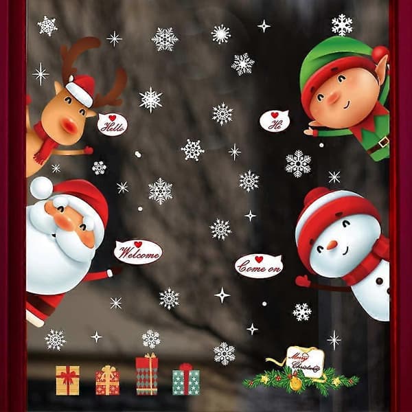 [LCS] Christmas Window Static Decal Removable Vinyl DIY Wall Window Door Mural Display Decal
