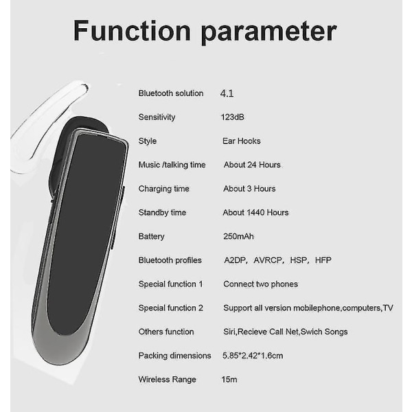 Bluetooth Ørepropp V5.0 Trådløst Håndfrisett med Mikrofon for iPhone Android Laptop (Gullfarget)