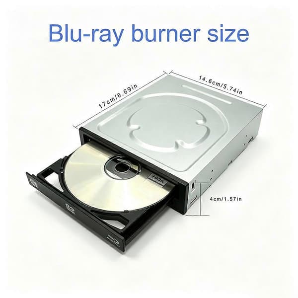 Intern Blu-Ray-brennerstasjon, 8X BD 16X DVD 48X CD-skriver for Windows 7/8/10/11 PC og Mac, spilling og arkivering Silver
