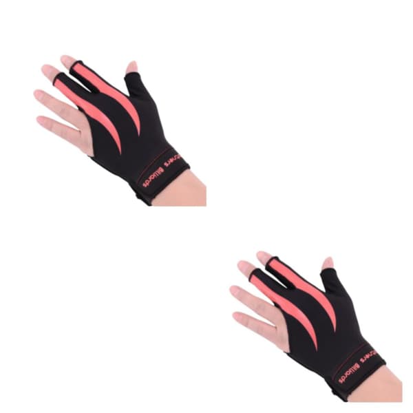 [LCS]1/2/3 Venstrehånds Snooker Billardhandske Gave Lavet af Elastisk Pink Sort 2PCS Pink Black