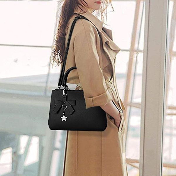 Naisten käsilaukku olkalaukku nahkainen crossbody-laukku Black