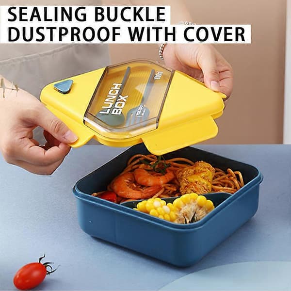 Bento Box, Bento Lunchlåda för barn, 1000 ML, Blå & Gul, Unisex, Måltidshållare, Plast, Mikrovågs- & Diskmaskinssäker