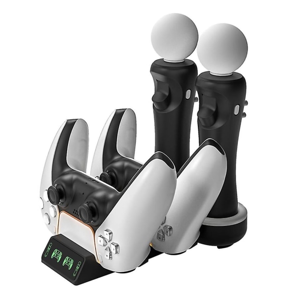 För ps5 portabel 4 i 1 ps5 handkontroll laddningsstation docka ps4 psvr vr move laddningsställ för ps move handkontroller tillbehör