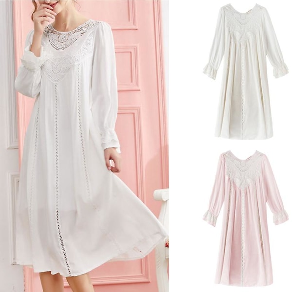 Dam Nattlinne Långt Skira Vintage Nattklänning Spets Lounge Sovkläder Pyjamas För Kvinna S