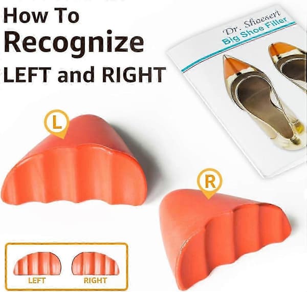 [LCS]Skofyldningsindlæg 2 par, tåpudeindlæg til at få store sko til at passe, bløde halvstørrelsesindlæg til løse sko 2Pairs Orange pointed