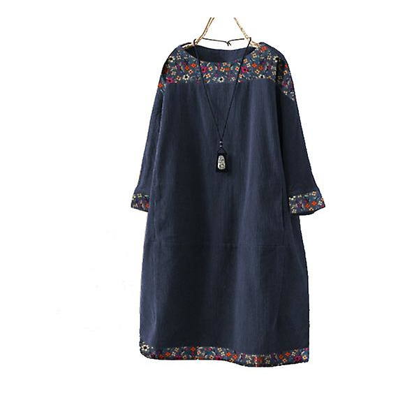 Oversize Tunika Klänning för Kvinnor, Manchester Långärmad Topp navy XL