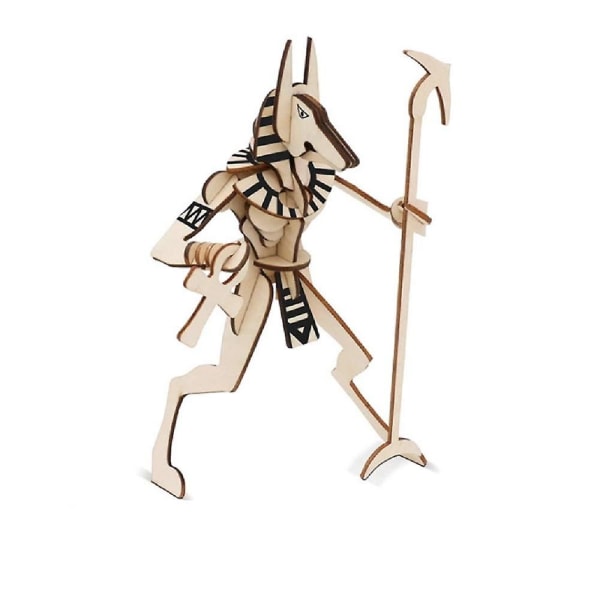 3d trämontering träpussel leksak hantverkssatser presenter för barn vuxen romersk krigare Anubis Set med 3 byggstenar