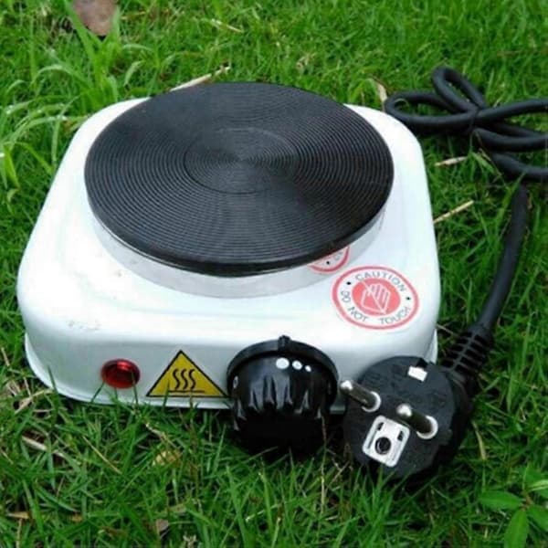 500W elektrisk komfyr kokeplate jernbrenner hjemmekomfyr EU-plugg hvit