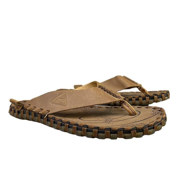 Män Läder Top Layer Kohud Beach Shoes Halkfria sandaler 38