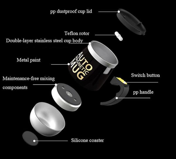[LCS] Magnetisk kop i rustfrit stål med automatisk blanding BLACK